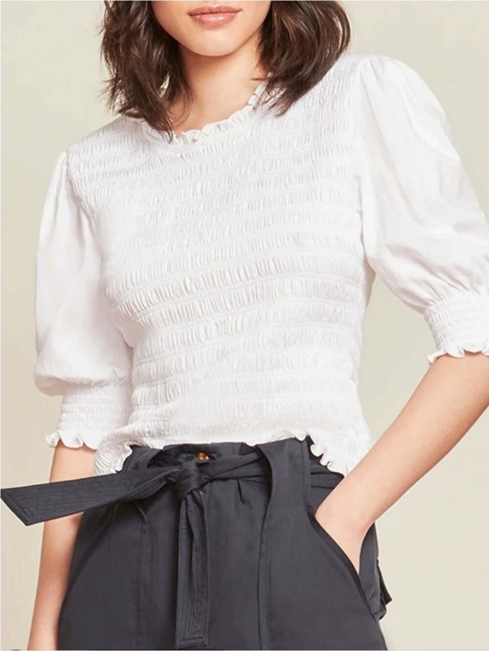 Veronica Beard Puff Sleeve Langston Top